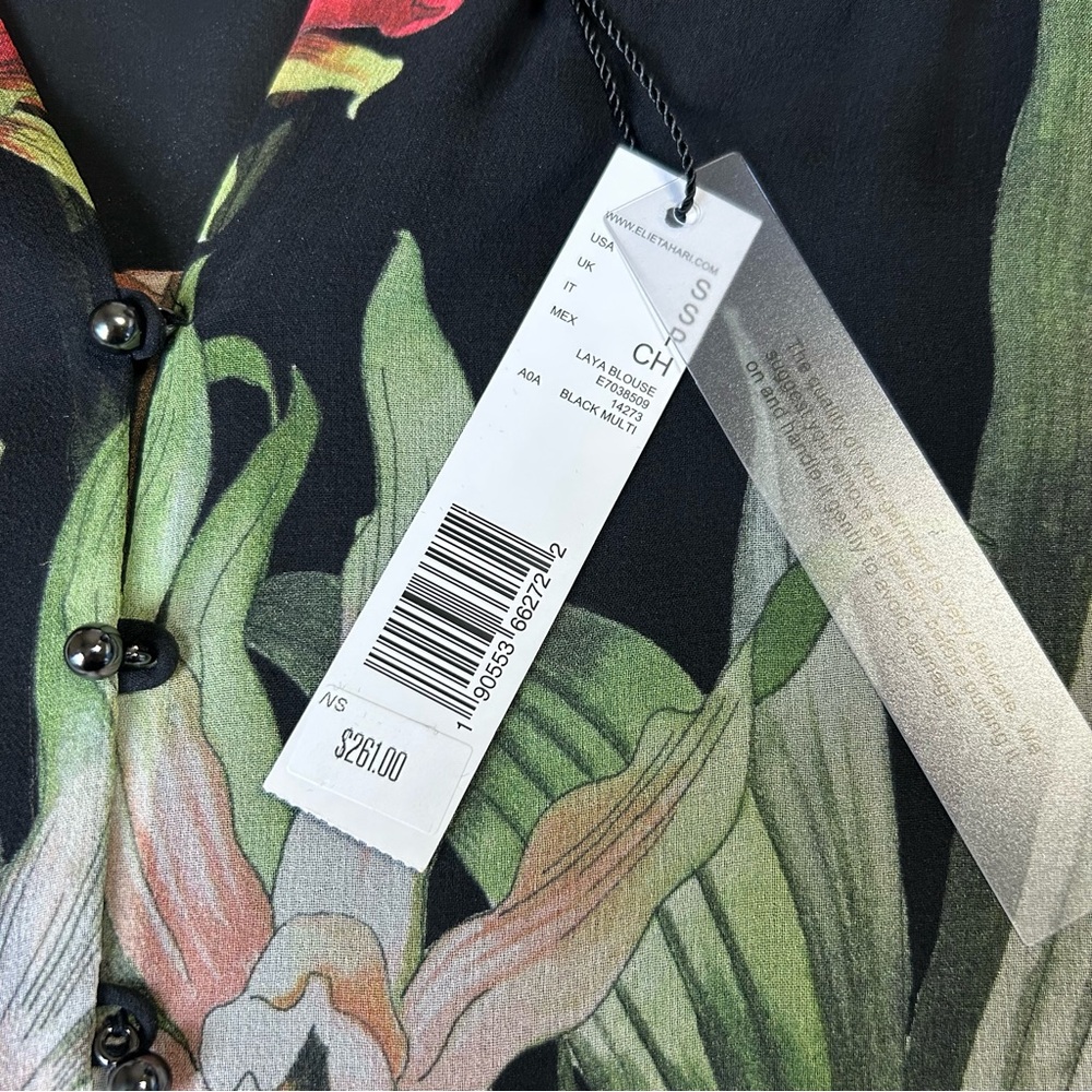 Elie Tahari Laya Floral-Print Silk Blouse - Picture 7 of 9